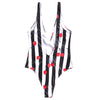 Striped Plunge High Cut One Piece Swimsuit