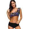 One Shoulder Flounce Floral Bikini Set