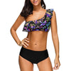 One Shoulder Flounce Floral Bikini Set