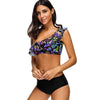 One Shoulder Flounce Floral Bikini Set