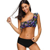 One Shoulder Flounce Floral Bikini Set