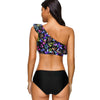 One Shoulder Flounce Floral Bikini Set