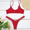 Spaghetti Strap Backless Padded Low Waist Women Bikini Set