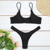 Spaghetti Strap Backless Padded Low Waist Women Bikini Set