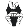 Halter Neck Backless Padded Hollow Out Women Swimsuit