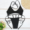 Halter Neck Backless Padded Hollow Out Women Swimsuit