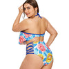 Lattice Side Plus Size Flower Print Bikini Set