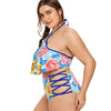 Lattice Side Plus Size Flower Print Bikini Set