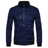 Epaulet Design Pockets Zip Up Cargo Jacket