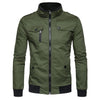 Epaulet Design Pockets Zip Up Cargo Jacket