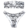 Snake Print Bandeau Low Waist Bikini Set