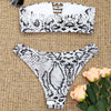 Snake Print Bandeau Low Waist Bikini Set