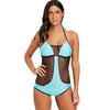 Two Tone Fishnet Panel One Piece Swimsuit
