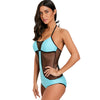 Two Tone Fishnet Panel One Piece Swimsuit