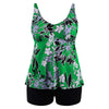 Floral Padded High Waisted Plus Size Tankini Set
