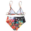 Spaghetti Strap Padded Floral Print Mid Waist Women Bikini Set
