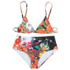 Spaghetti Strap Padded Floral Print Mid Waist Women Bikini Set