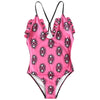 Eye Frill Hem Backless One Piece Swimsuit