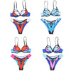 Halter Neck Padded Underwire Backless Print Women Bikini Set