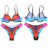Halter Neck Padded Underwire Backless Print Women Bikini Set
