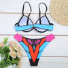 Halter Neck Padded Underwire Backless Print Women Bikini Set