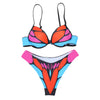 Halter Neck Padded Underwire Backless Print Women Bikini Set