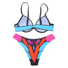 Halter Neck Padded Underwire Backless Print Women Bikini Set