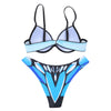 Halter Neck Padded Underwire Backless Print Women Bikini Set