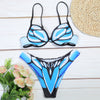 Halter Neck Padded Underwire Backless Print Women Bikini Set