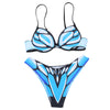 Halter Neck Padded Underwire Backless Print Women Bikini Set