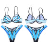 Halter Neck Padded Underwire Backless Print Women Bikini Set