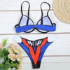 Halter Neck Padded Underwire Backless Print Women Bikini Set