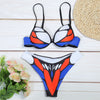 Halter Neck Padded Underwire Backless Print Women Bikini Set
