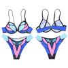 Halter Neck Padded Underwire Backless Print Women Bikini Set
