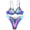 Halter Neck Padded Underwire Backless Print Women Bikini Set