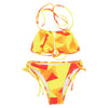 Halter Neck Backless Print Low Waist Women Bikini Set