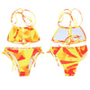 Halter Neck Backless Print Low Waist Women Bikini Set