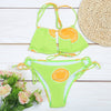 Halter Neck Backless Print Low Waist Women Bikini Set