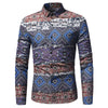 Tribal Print Cotton Linen Long Sleeve Shirt