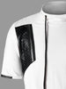 Drawstring Neck Two Tone T-shirt