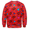 Valentine's Day Lip Heart Graphic Print Sweatshirt