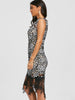 Sleeveless Skew Neck Lace Party Dress