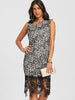 Sleeveless Skew Neck Lace Party Dress