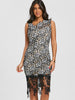Sleeveless Skew Neck Lace Party Dress