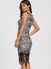 Sleeveless Skew Neck Lace Party Dress
