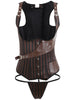 Open Bust Wide Straps Striped Waist Cincher Corset