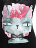 Sheer Mesh Floral Cat Print Tank Top