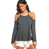 Heathered Open Shoulder Cross Backless Top