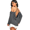 Heathered Open Shoulder Cross Backless Top
