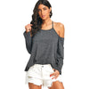 Heathered Open Shoulder Cross Backless Top